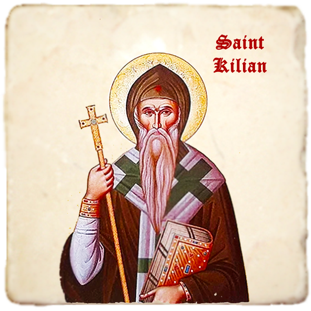 St.Kilian Icon,Men Saints,Marble Icon,Handmade,Prayer gift,Christian Icon