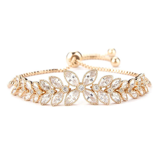 Gold Platinum Marquise Flower Bracelet - Denoss