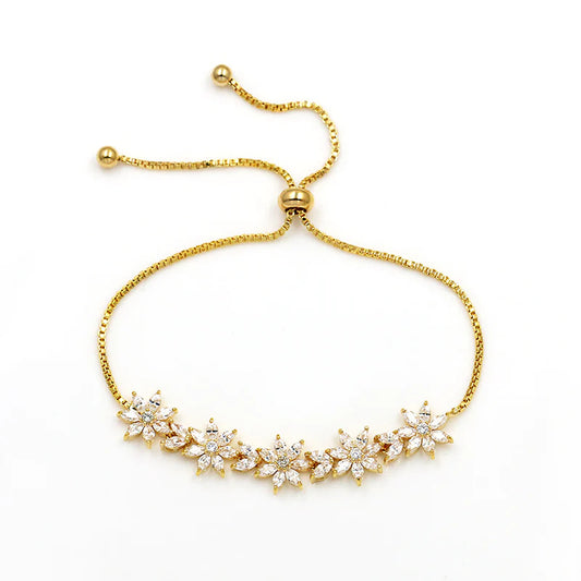 Gold Platinum Marquise Flowers Bracelet - Denoss