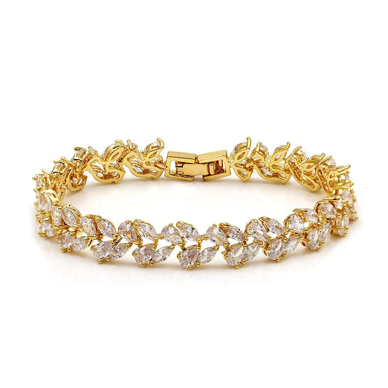Gold and Platinum Marquise Tennis Bracelet