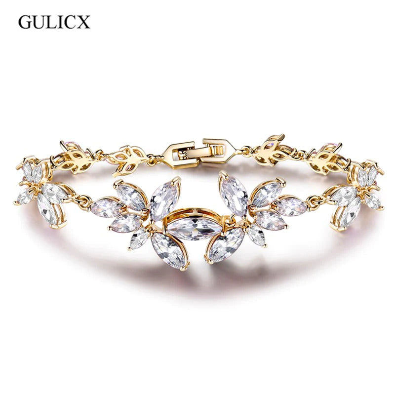 Elegant Crystal Flower Bracelet
