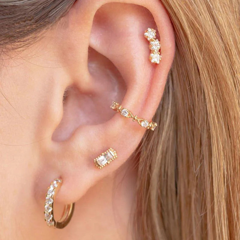 1 Piece Conch ear cuff earrings with zirconia and balls