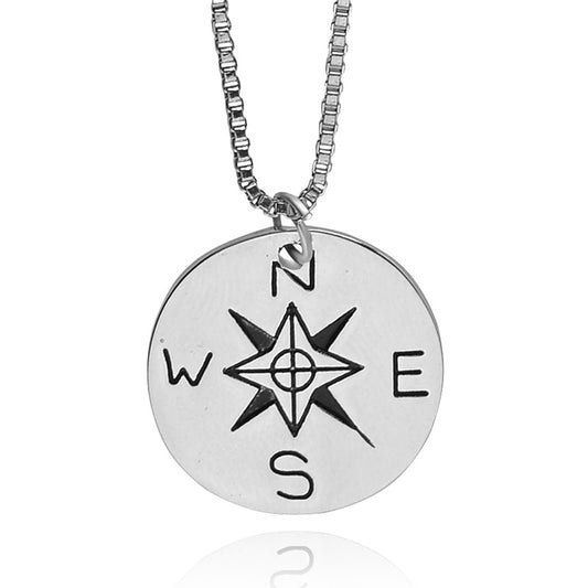 Compass Minimalist Silver Necklace