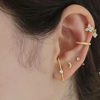 Dainty CZ Butterfly Shaped Huggie Hoop Earrings With Dangling Charm