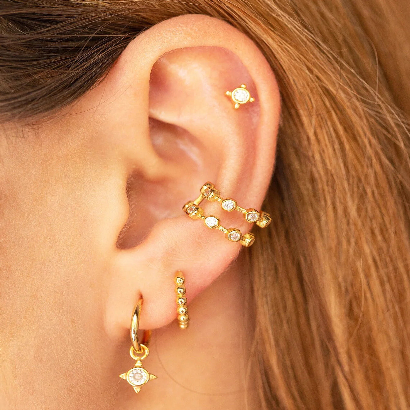 Tiny Beaded Huggie Hoop Earrings