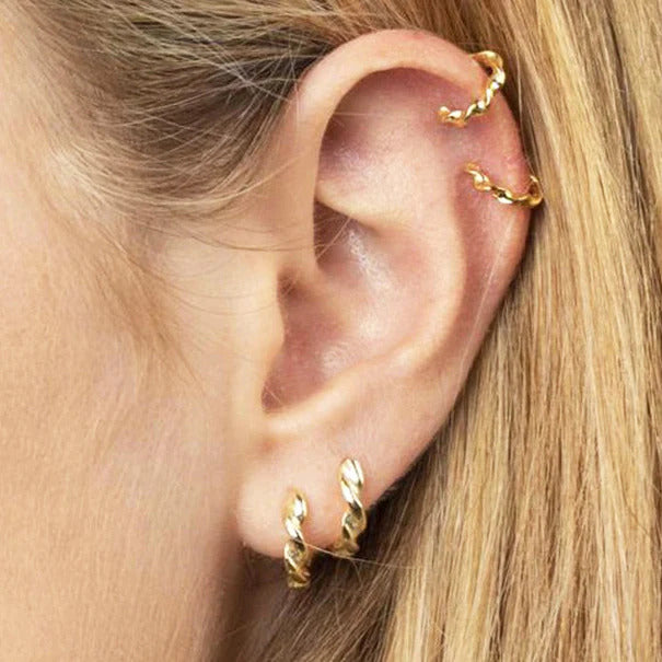 Tiny Wavy Twisted Rope Hoop Earrings