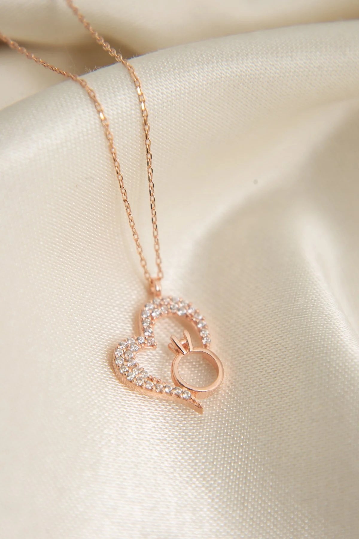 Women's Ring Heart 925 Sterling Silver Necklace