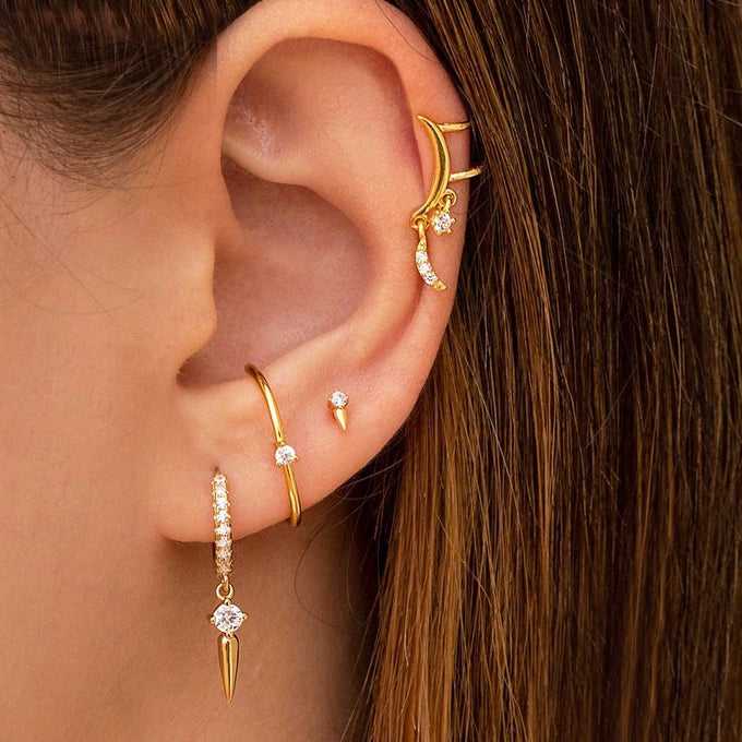 1 Piece Dainty & Tiny CZ Spike Stud Earrings