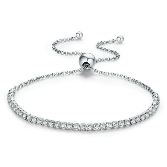 Silver Platinum White Zircon Tennis Bracelet - Denoss