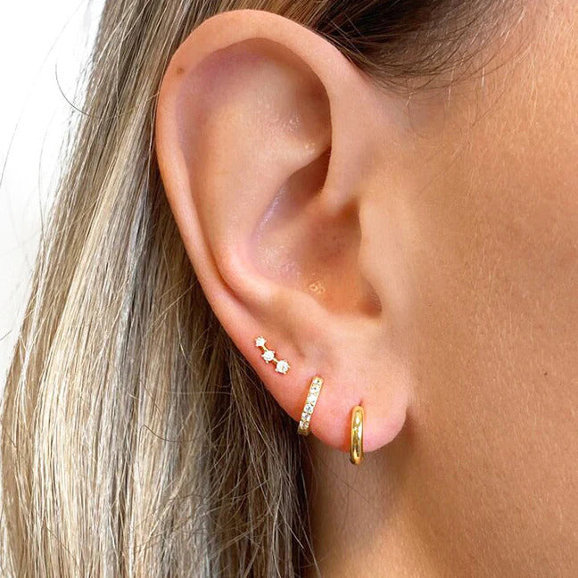 Dainty Three Zircon Stud Earrings