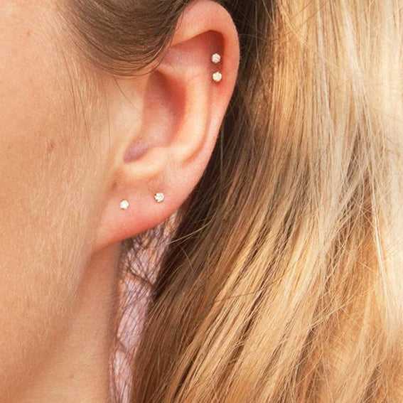 Small Round Zircon Stud Earrings