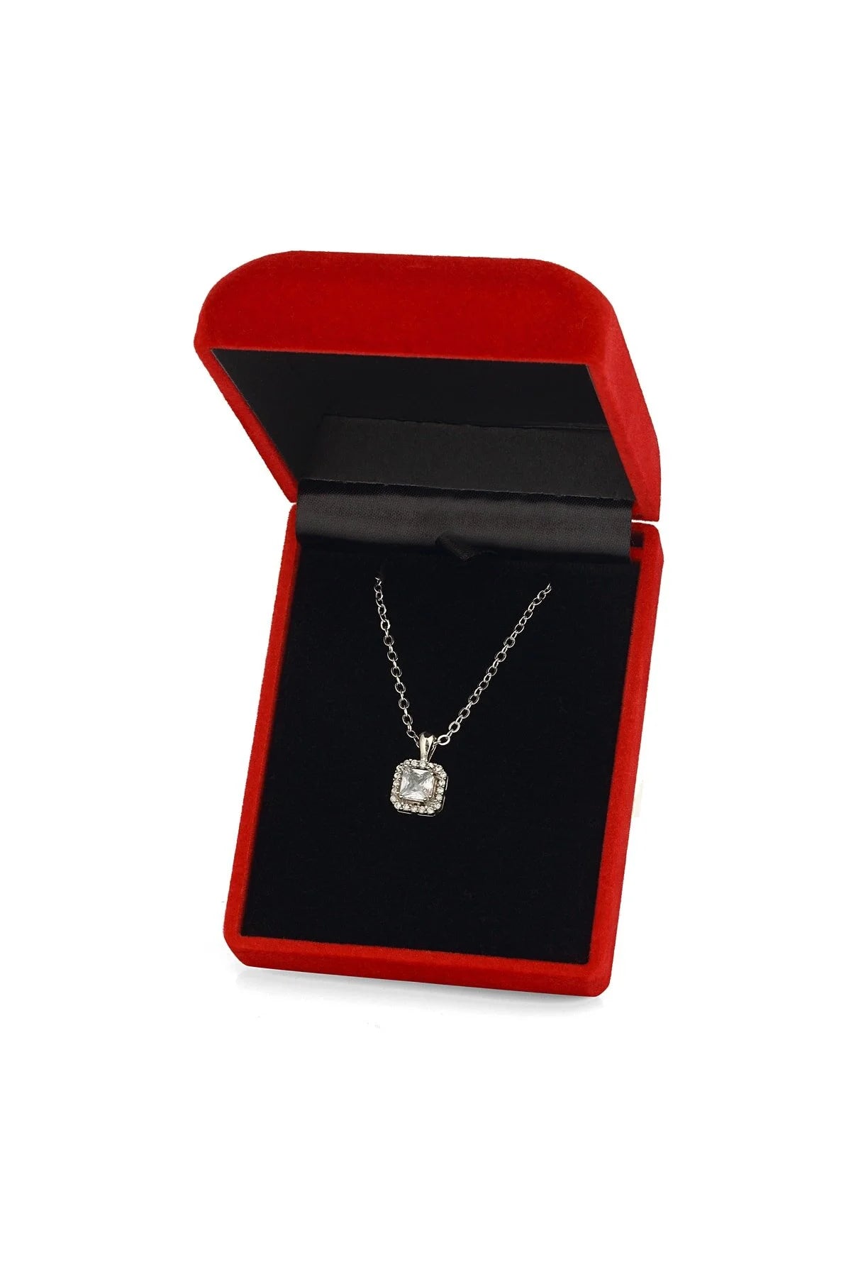 Silver Baguette Zircon Stone Necklace