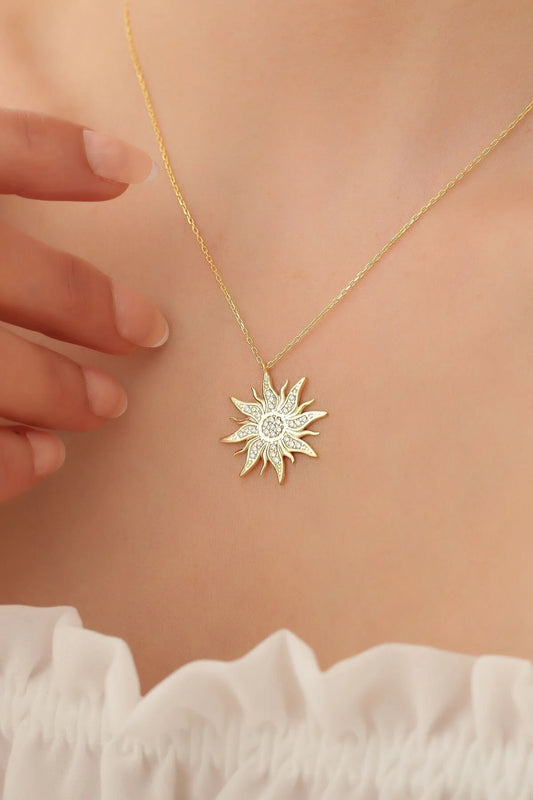 Gold Sun Zircon Necklace
