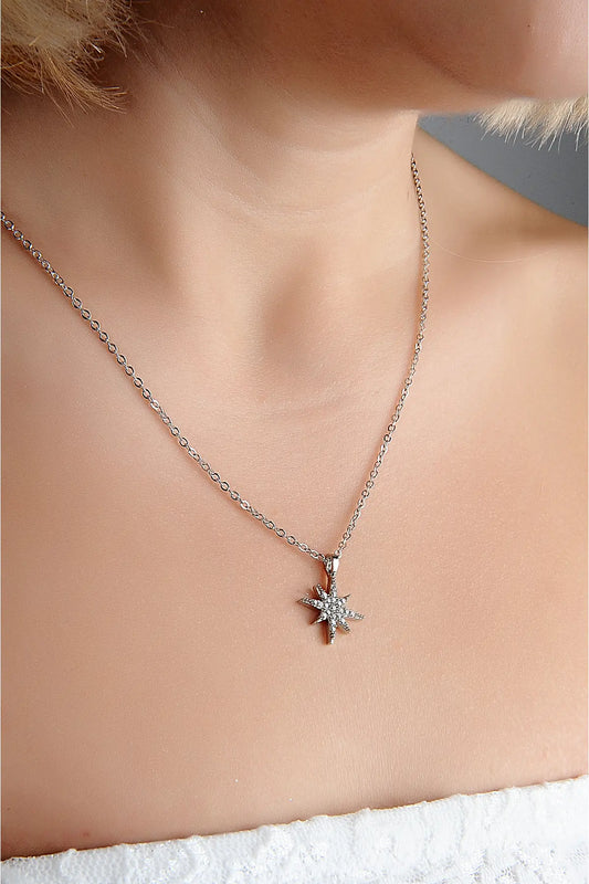 Silver Zircon North Star Necklace