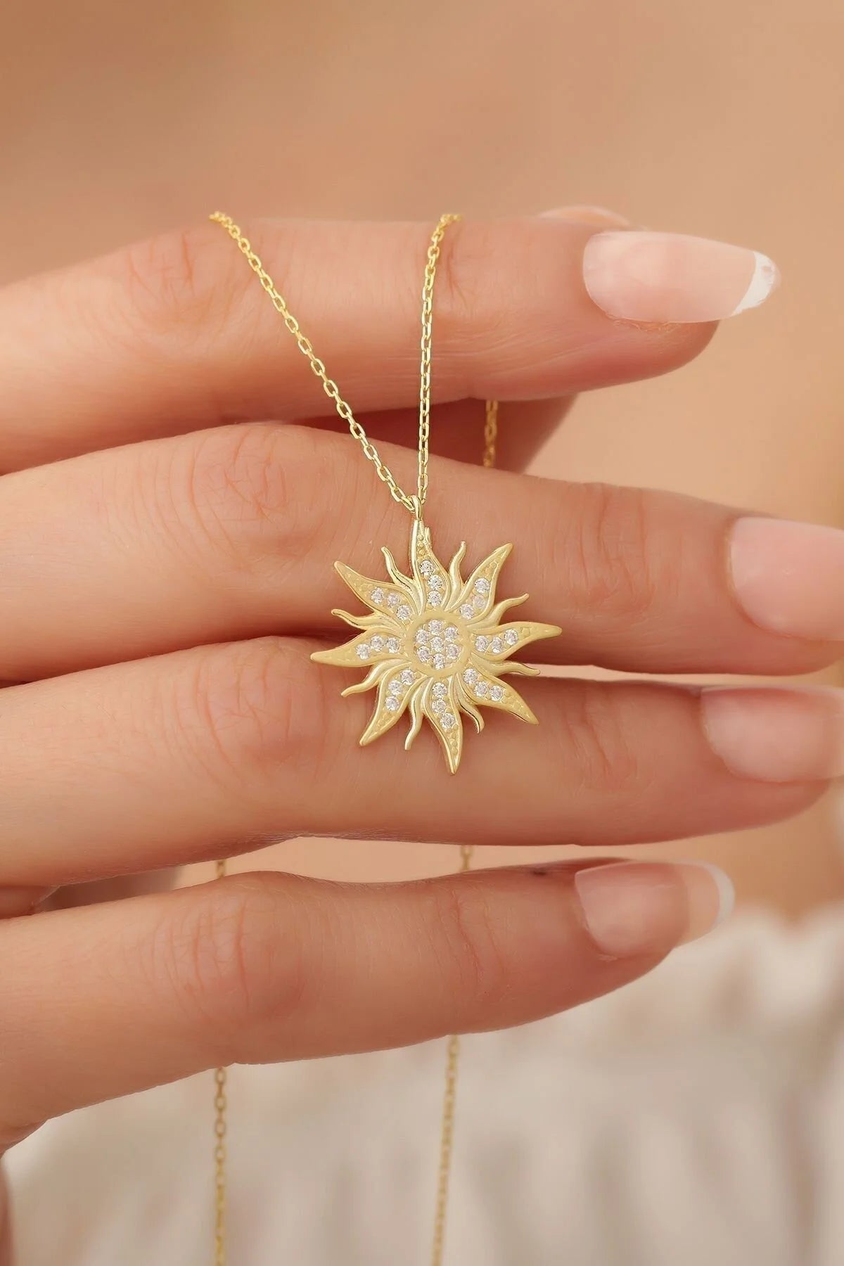 Gold Sun Zircon Necklace