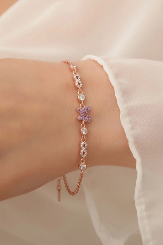 Butterfly and Eternity Gold-Rosegold Bracelet