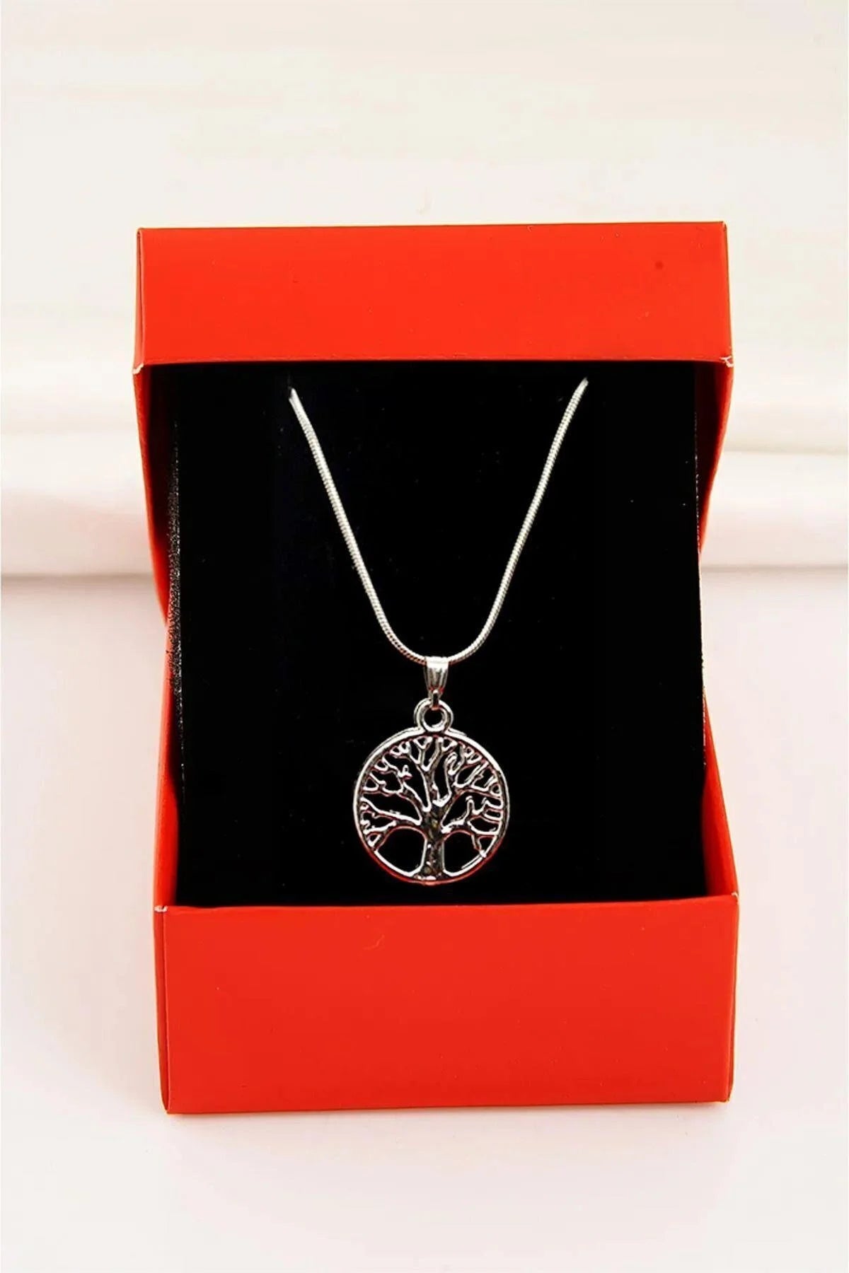 Tree of Life Snake Chain Silver Necklace