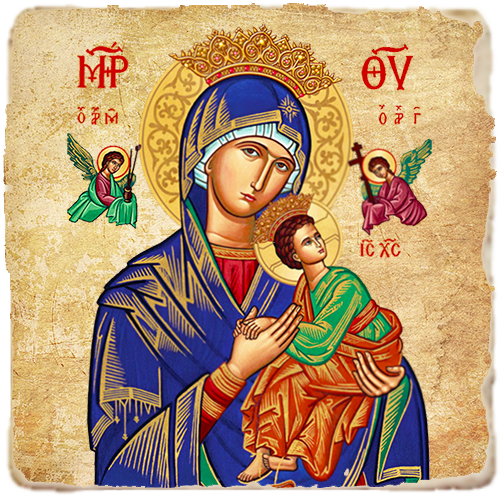 Our Lady of Perpetual Help,Marble Icon,Handmade,Baptism gift,Christian Icon