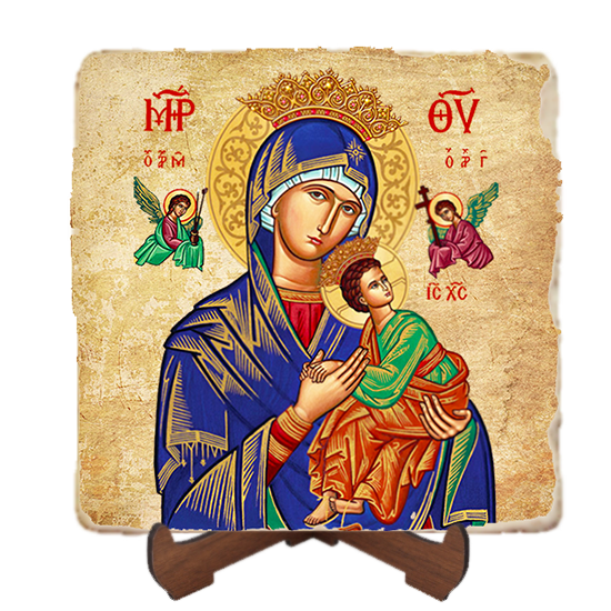Our Lady of Perpetual Help,Marble Icon,Handmade,Baptism gift,Christian Icon