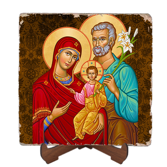 Holy Family Icon,Marble Icon,Handmade,Baptism gift,Christian Icon