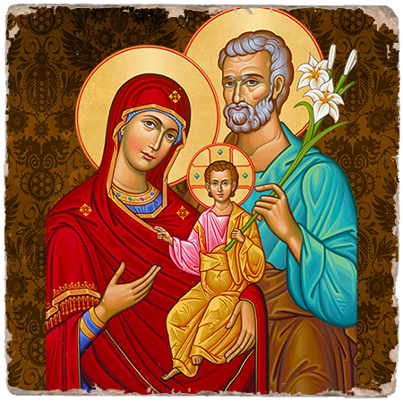 Holy Family Icon,Marble Icon,Handmade,Baptism gift,Christian Icon