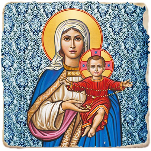 Our Lady of the Rosary,Marble Icon,Handmade,Baptism gift,Christian Icon