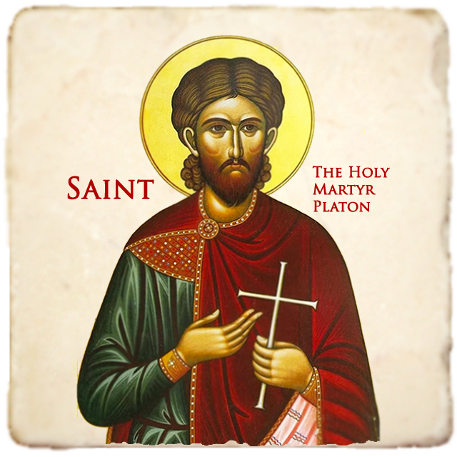 St.The Holy Martyr Platon Icon,Men Saints,Marble Icon,Handmade,Prayer gift,Christian Icon