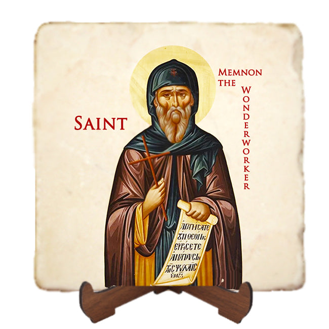 St.Memnon Icon,Men Saints,Marble Icon,Handmade,Prayer gift,Christian Icon