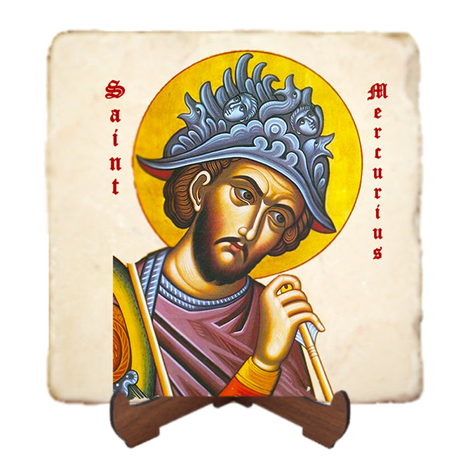 St.Mercurius Icon,Men Saints,Marble Icon,Handmade,Prayer gift,Christian Icon