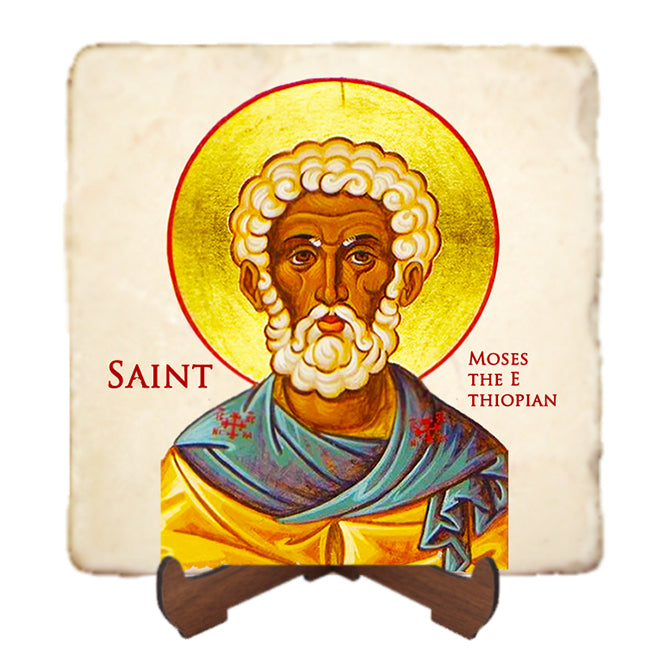 St.Moses the Ethiopian Icon,Men Saints,Marble Icon,Handmade,Prayer gift,Christian Icon