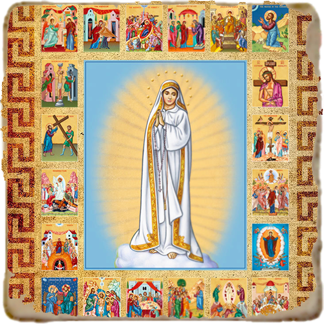 Fatima Rosary Icon,Marble Icon,Handmade,Prayer gift,Christian Icon