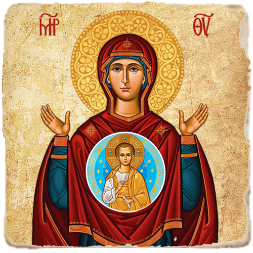 Our Lady of the Sign,Marble Icon,Handmade,Baptism gift,Christian Icon