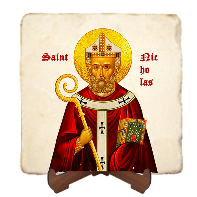 St.Nicholas Prayer Icon,Men Saints,Marble Icon,Handmade,Prayer gift,Christian Icon