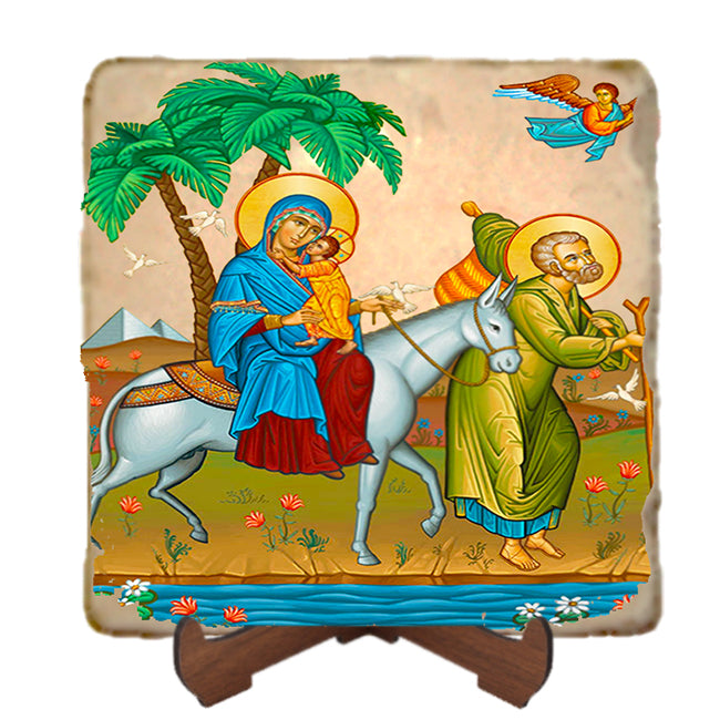 Flight Into Egypt (2) Icon,Marble Icon,Handmade,Prayer gift,Christian Icon