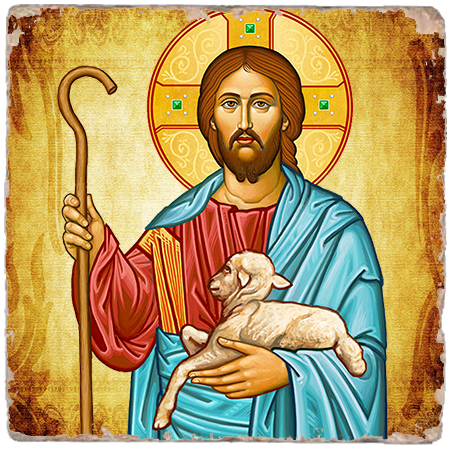I Am The Good Shepherd Icon,Marble Icon,Handmade,Baptism gift,Christian Icon