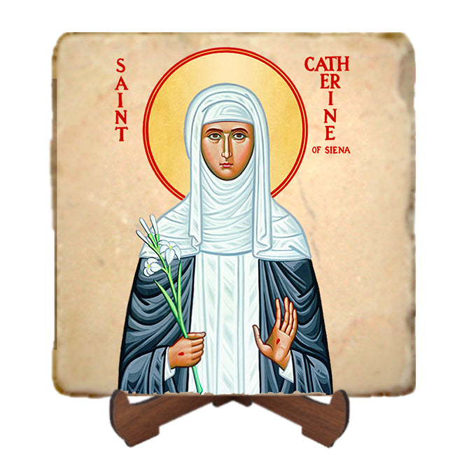 St.Catherine of Siena Icon,Women Saint,Marble Icon,Handmade,Prayer gift,Christian Icon