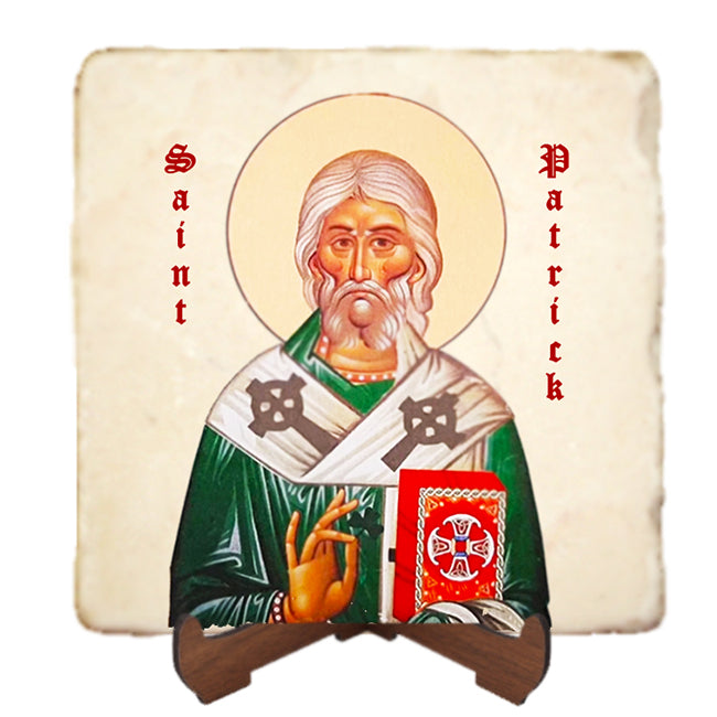 St.Patrick Icon,Men Saints,Marble Icon,Handmade,Prayer gift,Christian Icon