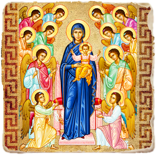 Our Lady Queen of Angels,Marble Icon,Handmade,Baptism gift,Christian Icon