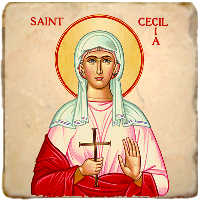 St.Cecilia Icon,Women Saint,Marble Icon,Handmade,Prayer gift,Christian Icon