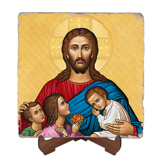 Let the children come to Me Icon,Marble Icon,Handmade,Baptism gift,Christian Icon