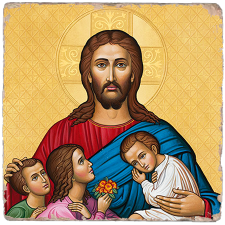 Let the children come to Me Icon,Marble Icon,Handmade,Baptism gift,Christian Icon