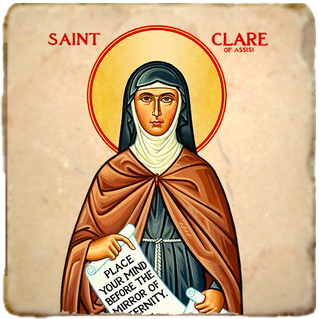 St.Clare Icon,Women Saint,Marble Icon,Handmade,Prayer gift,Christian Icon