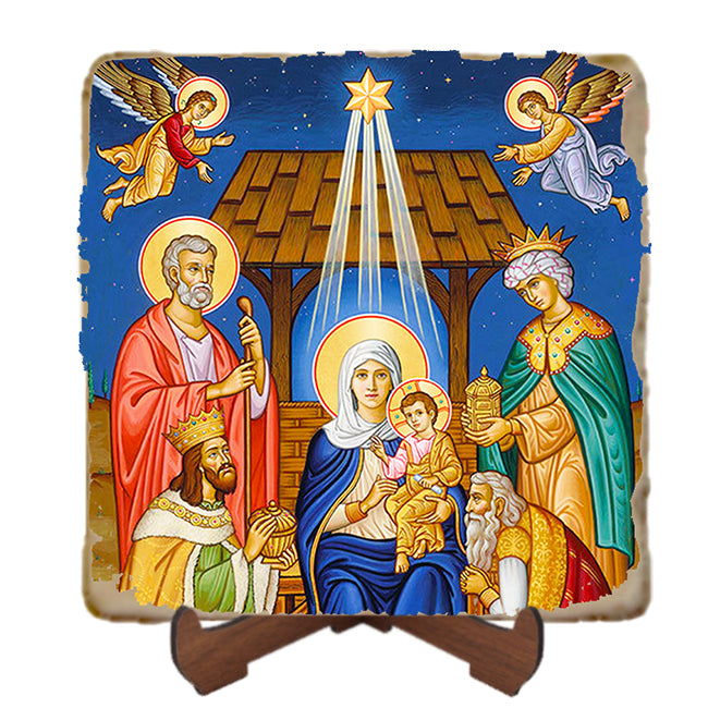 Glory to the Newborn King Icon,Marble Icon,Handmade,Prayer gift,Christian Icon