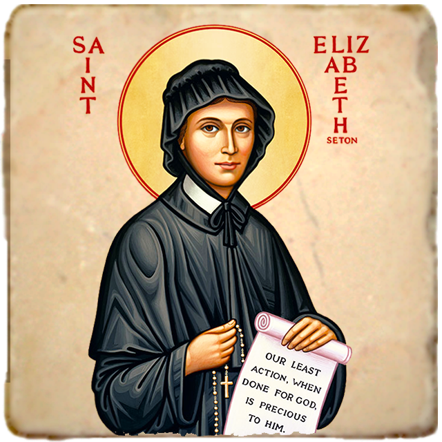 St.Elizabeth Seton Icon,Women Saint,Marble Icon,Handmade,Prayer gift,Christian Icon