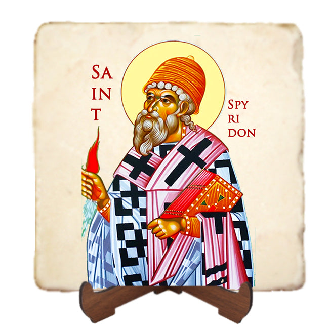 St.Spyridon Icon,Men Saints,Marble Icon,Handmade,Prayer gift,Christian Icon