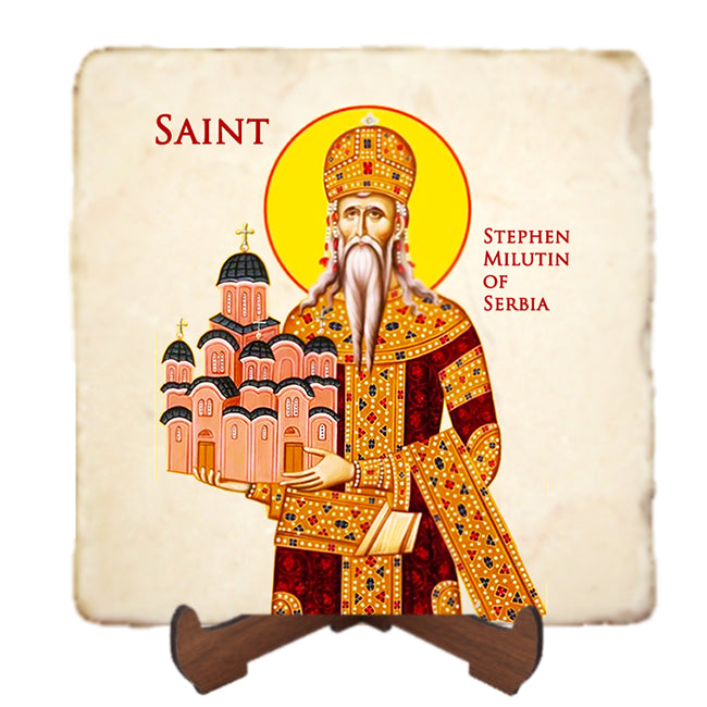 St.Stephen Milutin Icon,Men Saints,Marble Icon,Handmade,Prayer gift,Christian Icon