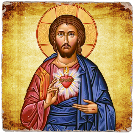 Sacred Heart Icon,Marble Icon,Handmade,Baptism gift,Christian Icon