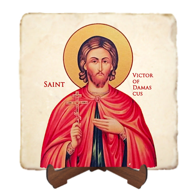 St.Victor of Damascus Icon,Men Saints,Marble Icon,Handmade,Prayer gift,Christian Icon
