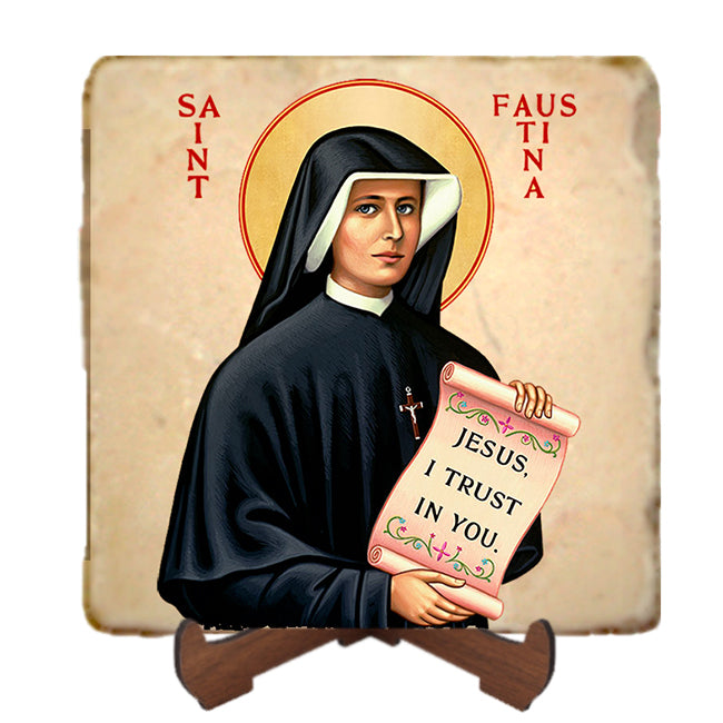 St.Faustina Icon,Women Saint,Marble Icon,Handmade,Prayer gift,Christian Icon