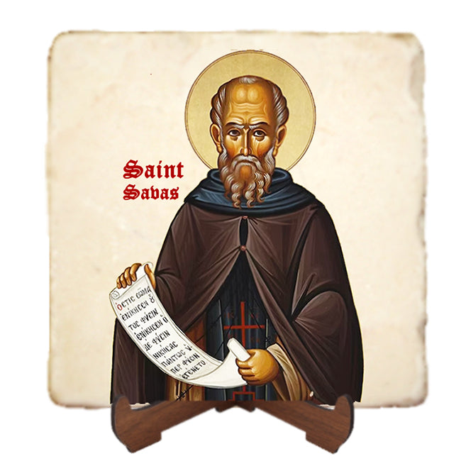 St.Savas Icon,Men Saints,Marble Icon,Handmade,Prayer gift,Christian Icon